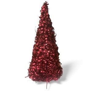 Christmas Tree Festive Red Tinsel